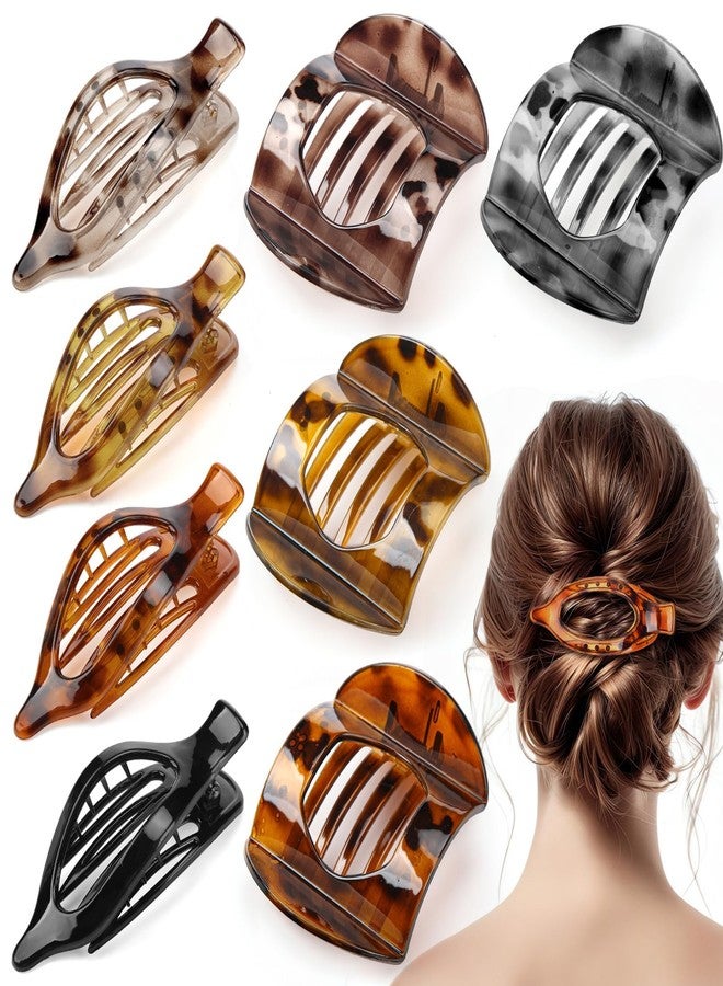 ProSuites 8 Pcs Flat Hair Clips for Women, 2 Styles French Flat Claw Clips for Women, Large Strong Hold Hair Claw Clips For Thick Thin Hair(Tortoiseshell) - Image 1